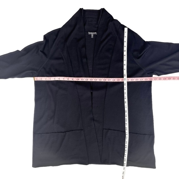 Eileen Fisher black 💯% wool open front cardigan sweater pockets 3X plus size - Picture 15 of 16